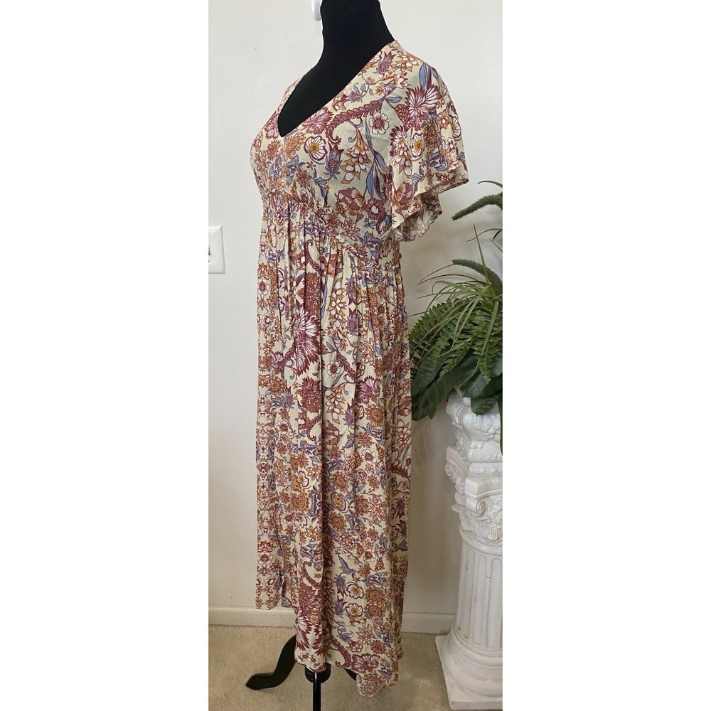Sundance Faye Floral Flutter Sleeves High Low Hem Maxi Dress Size 4 EUC! $158 - Picture 4 of 10